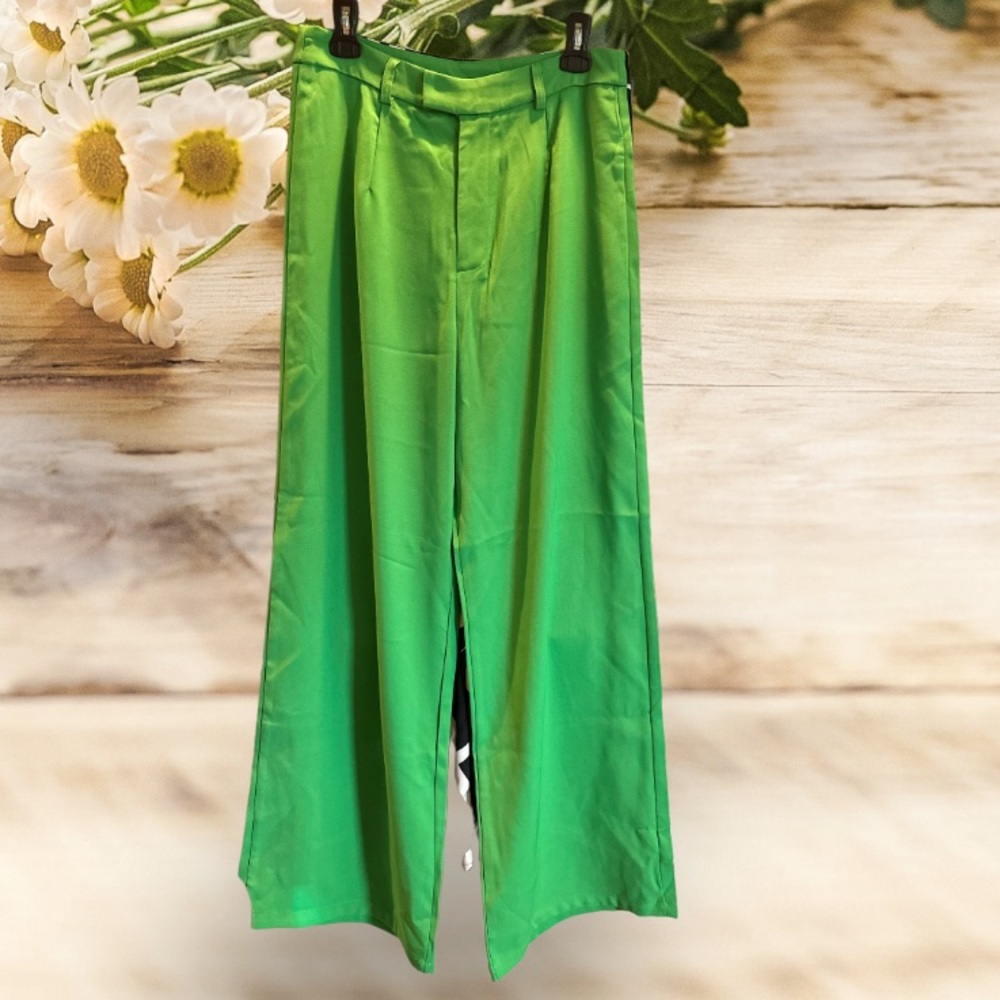 BOGO High Waist Wide Leg Pants| Size L 8/10| Kelly Green - Picture 2 of 7